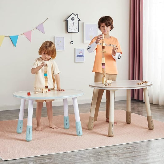 Children's Table, Height Adjustable Kids Play Table, Graffiti-Ready Kids Art Table. Suitable for Home & Kindergarten, Brown