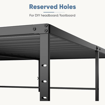 DUMOS Twin Size 16 Inch Bed Frame - Metal Platform Bed Frame Mattress Foundation with Steel Slat Support, No Box Spring Needed, Storage Space Under Base, Easy Assembly, Black