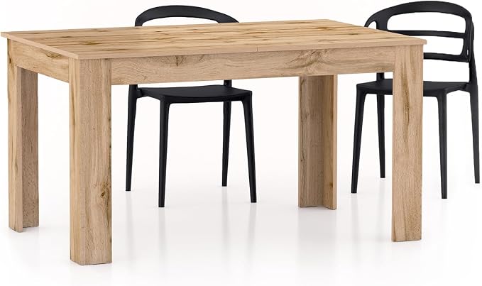 Mobili Fiver, Easy, Extendable Dining Table, 55,1(86,6) x35,4 in, Rustic Oak, for 6-8 People, Expandable Dining Table for Kitchen, Italian Furniture