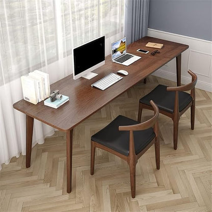 LAKIQ Pine Solid Wood Writing Desk Modern Rectangular Home Office Working Table Desktop Computer Desk Home Writing Table for Small Space-Table Only (Walnut,63" L x 20" W x 30" H)