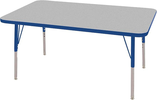 Norwood Commercial Furniture 36-Inch Adjustable Height Classroom Activity Table for Kids & Adults, Rectangular Activity Table for School and Home, Blue