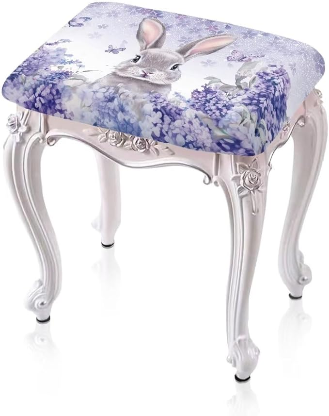 Easter Rabbit Bar Stool Covers Rectangle Set of 2 Stretch Barstool Seat Cover Rectangle Removable Bar Stool Seat Covers Bench Slipcover Vanity Chair Cover