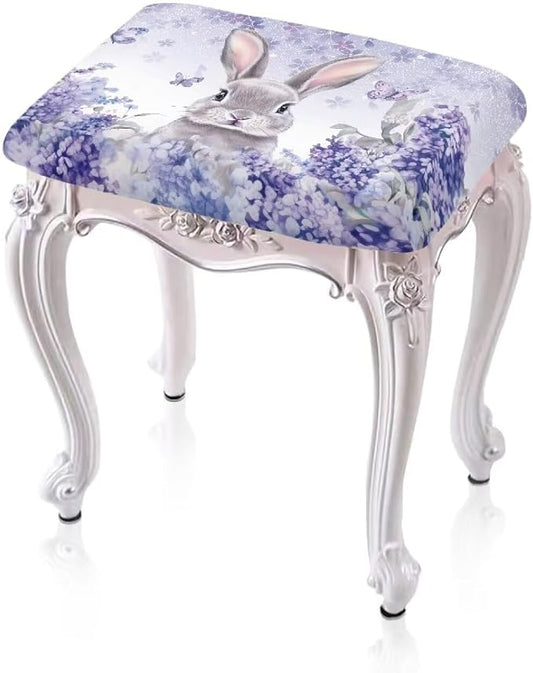 Easter Rabbit Bar Stool Covers Rectangle Set of 2 Stretch Barstool Seat Cover Rectangle Removable Bar Stool Seat Covers Bench Slipcover Vanity Chair Cover