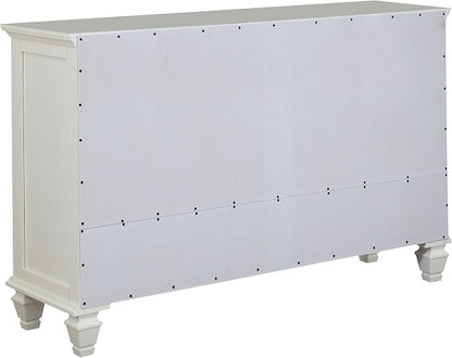 Coaster Home Furnishings Sandy Beach Coastal 4-Piece Bedroom Set California King Size Panel Bed Frame 63-inch Headboard Cream White 201301KWN-S4
