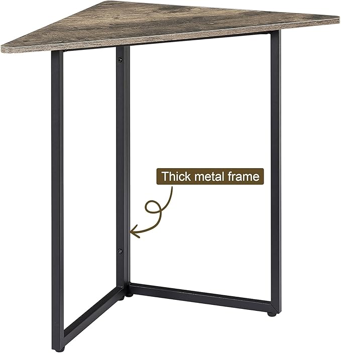 VECELO Corner Desk,Office Tables for Living Room for Small Space Triangle Computer Desk with Steel Frame Corner Shelves with Metal Frame Writing Desk for Workstation Classic Grey 31.1"