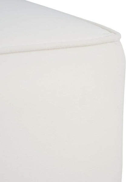 Christopher Knight Home Isa Velvet Ottoman Footstool, Square Pouf Poufee Footrest Ottoman Large Seat, Modern Side Table for Living Room Bedroom Home Decor, Cream, 30"
