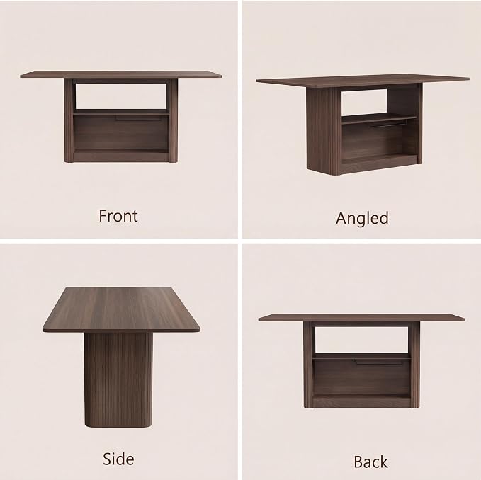 FUQARHY 63" Dining Table with Storage, Farmhouse Rectangular Kitchen Table