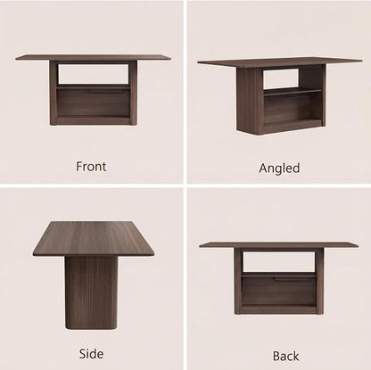 FUQARHY 63" Dining Table with Storage, Farmhouse Rectangular Kitchen Table