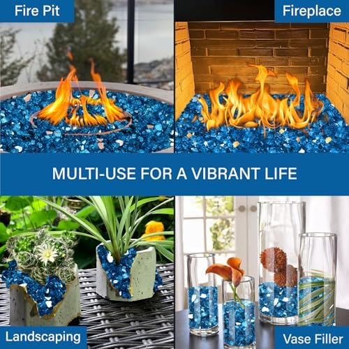 NUPICK 10 Pound Fire Glass, 1/4 Inch Reflective Fire Pit Glass