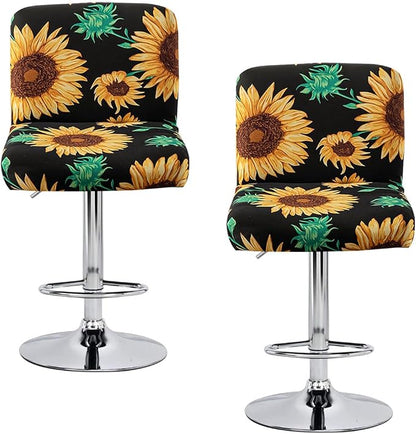 Levoberg Bar Stools Cover Set of 2 Printed Armless Swivel Barstools Slipcovers with Backs Stretch Square Counter Height Bar Stools Covers Mid Low Back Chair Cover for Kitchen Dining Room Bar #10