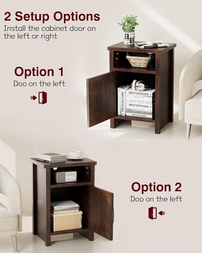 YESHOMY Farmhouse Modern Nightstand with Shelf and Barn Door, Set of 1 for Bedroom, Espresso