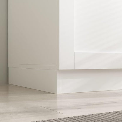 AIEGLE 3 Doors Wardrobe Armoire Closet, Large Freestanding Armoire Wardrobe Cabinet with Shelves & Hanging Rod, Bedroom Wood Clothes Storage Cabinet Organizer, White 47.2" Wide Type A