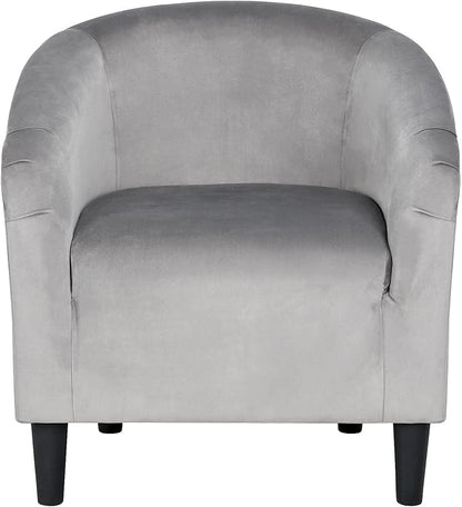 Topeakmart Velvet Accent Chair, Modern Club Chair Upholstered Armchair with Solid Legs Comfy Sofa Chair for Living Room/Bedroom/Waiting Room, Grey