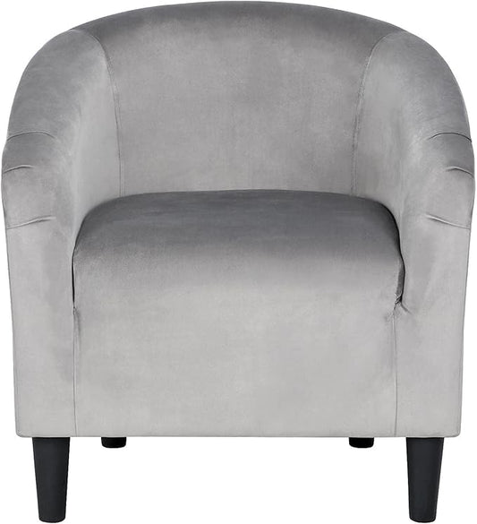 Topeakmart Velvet Accent Chair, Modern Club Chair Upholstered Armchair with Solid Legs Comfy Sofa Chair for Living Room/Bedroom/Waiting Room, Grey