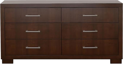 Coaster Home Furnishings Jessica Contemporary 4-Piece Bedroom Set Eastern King Size LED Panel Bed Frame 43-inch Headboard Cappuccino 200711KE-S4