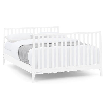 Delta Children Lulu 5-in-1 Convertible Crib, Converts to Toddler Bed, Daybed, Sofa & Full-Size Bed, Greenguard Gold Certified, Fits Standard Crib Mattress, 3 Mattress Heights for Baby,Bianca White
