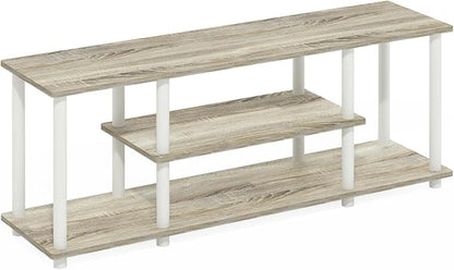 Furinno Turn-N-Tube No Tools 3D 3-Tier Entertainment TV Stand up to 50 inch TV, Round Tubes, Oak