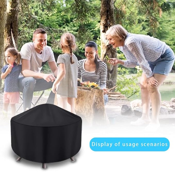 Round Fire Pit Cover for 30-36 Inch Firepit, Heavy Duty Outdoor Patio Fireplace Covers - Waterproof Dustproof Anti UV and Tear Resistant