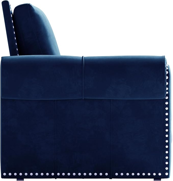 93.7" King Size Sleeper Sofa Bed, Pull Out Sofa Bed, Velvet Upholstery, 3 in 1 Convertible Sleeper Couch, Chaise Lounge, Retro Recliner for Living Room, Office, Apartment, Blue