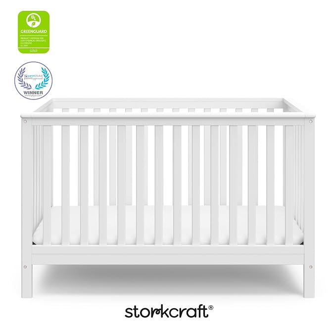 STORKCRAFT Hillcrest 4-in-1 Convertible Crib (White) - Converts to Daybed, Toddler Bed, and Full-Size Bed, Fits Standard Full-Size Crib Mattress, Adjustable Mattress Support Base