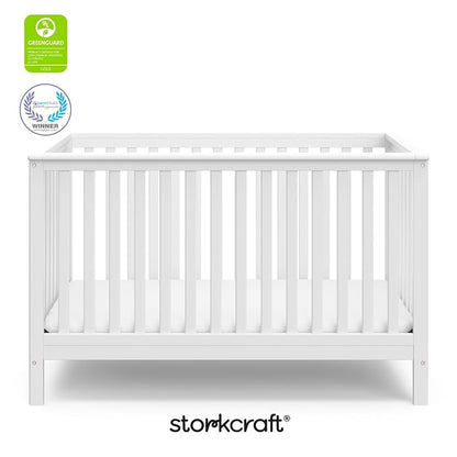 STORKCRAFT Hillcrest 4-in-1 Convertible Crib (White) - Converts to Daybed, Toddler Bed, and Full-Size Bed, Fits Standard Full-Size Crib Mattress, Adjustable Mattress Support Base