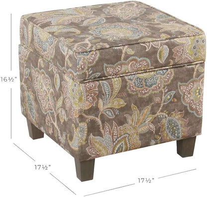 HomePop 18" Classic Square Storage Ottoman - Gray Floral