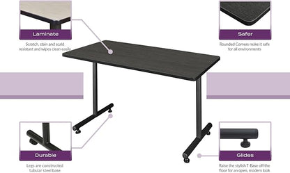 Romig Axis-Pro 42 x 24 in. Mobile T-Base Training Seminar Table- Cherry