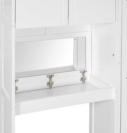 Ball & Cast Murphy Bed Queen Bed Frame with Headboard,Hideaway Bedframe w/Vanity and Cabinets,Wood Wall Cabinet,Slat Support,can be Folded,No Box Spring Needed,for Small Room,White