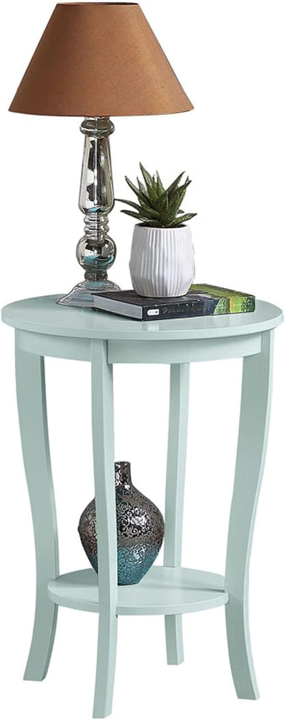 Convenience Concepts American Heritage Round End Table with Shelf, Sea Foam