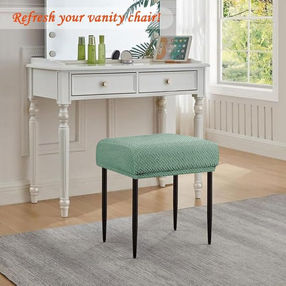 Levoberg Bar Stool Cover Rectangle Stretch Counter Height Barstool Slipcovers Rectangular Vanity Stool Cover Kitchen Counter Saddle Seat Cover for Wooden Metal Bench Set of 2 Cyan