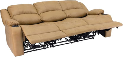 RecPro RV Recliner Charles 80" Powered Triple Wall Hugger | Drop Down Console | RV Furniture with Upgraded 2023 Fabric (Toffee)