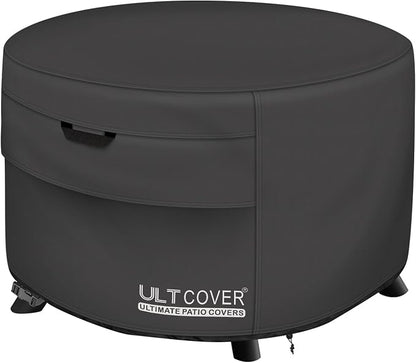 ULTCOVER Patio Fire Pit Table Cover Round 40 inch Outdoor Waterproof Fire Bowl Cover, Black