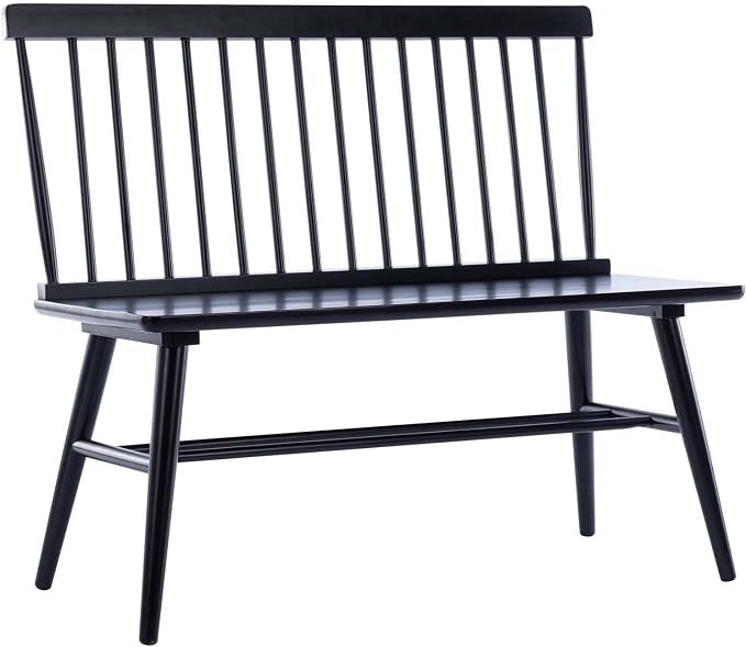 DUHOME Entryway Bench, Black Dining Bench with Spindle Back Farmhouse Wood Windsor Bench for Foyer Balcony Living Room, Black