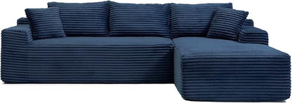 105-Inch L-Shaped Right Facing Corner Compressed Sofa Modular Sectional Boneless Cloud Sofa Floor Foam Couch with Chaise Lounge, Corduroy Corner Boneless Cloud Couch