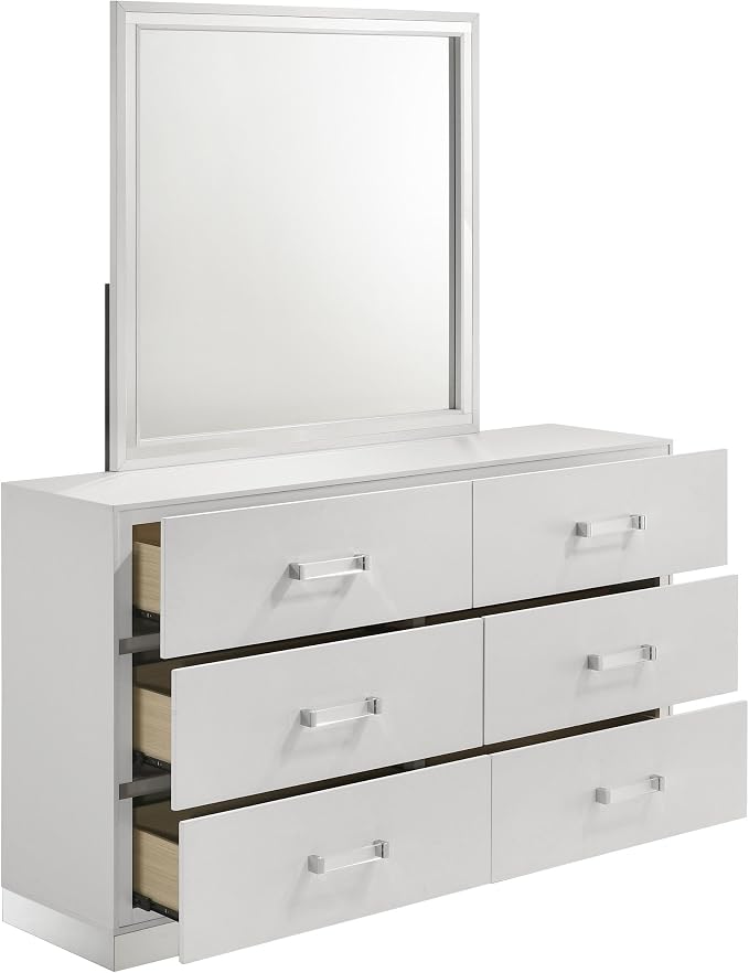 New Classic Furniture Europa 7-Piece Wood Queen Bedroom Set in White