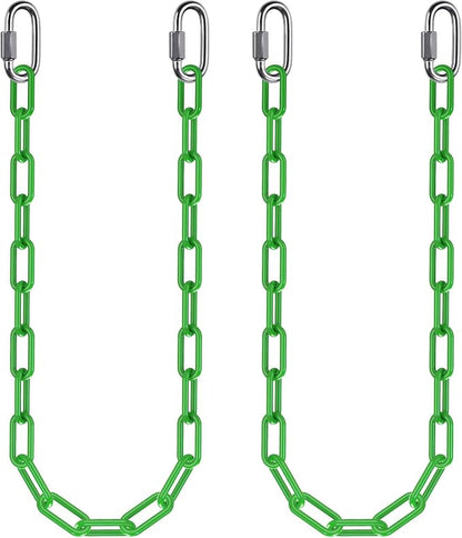 2Pcs 40" Heavy Duty Hanging Chains with Carabiners 1000 LBs Capacity Swing Extension Chain with Hooks Hammock Chains Green Coated Chain for Hanging Chair, Punching Bags, Swing Chair, Egg Chairs