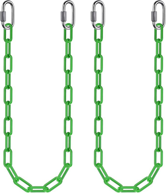 2Pcs 40" Heavy Duty Hanging Chains with Carabiners 1000 LBs Capacity Swing Extension Chain with Hooks Hammock Chains Green Coated Chain for Hanging Chair, Punching Bags, Swing Chair, Egg Chairs