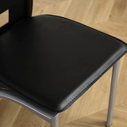 Karl home Dining Chairs Set of 4, PU Leather & Hollow High Back, Black | Black kitchen chairs with padded seats & foot cap protection for dining kitchen living room,300lbs capacity,space-saving