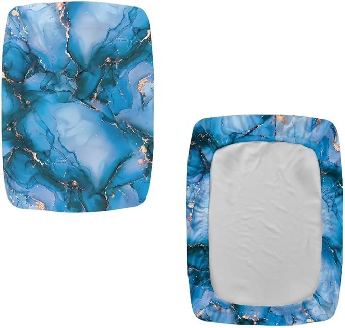 Blue Marble Bar Stool Seat Covers Rectangle Set of 2 Bench Covers Slipcover Counter Height Bar Stools Slipcovers Counter Stool Covers Saddle Seat Cover