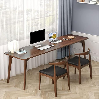 LAKIQ Pine Solid Wood Writing Desk Modern Rectangular Home Office Working Table Desktop Computer Desk Home Writing Table for Small Space-Table Only (Walnut,47" L x 16" W x 30" H)