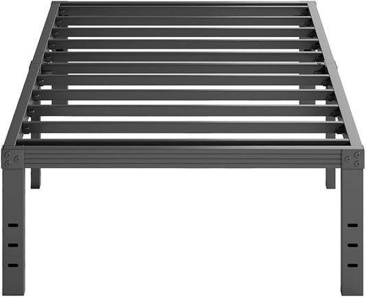Furnitui 16 Inch High Platform Twin Bed Frame, Metal Bed Frame Twin No Box Spring Needed, Easy Assembly, Noise Free, Sturdy, Black