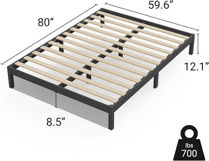 LIFEMENT Queen Bed Frame Classic Wood Platform, Noise Free, Under Bed Storage, No Box Spring Needed, Easy Assembly, Black