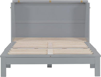 Ball & Cast Full Size Murphy Bed Hideaway Wall Chest with Large Drawers,can be Folded,Storage Space-Saving Furniture Hideaway Platform Bedframe W/USB Charging Port,for Bedroom,White