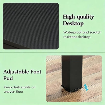 Practical Computer Desk,Rectangle Conference Table,Executive Desk(Only Table) (Black + Iron + MDF)