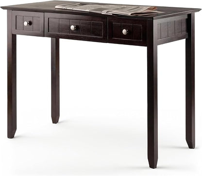 Casafoyer Writing Desk with Storage, Honey Pine Finish, 3 Drawers & Shelf, Home Office Desk, Computer Desk for Small Spaces (Coffee)