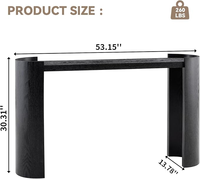 LKTART 53" Black Console Table for Entryway, Couch Tables Behind Sofa, Space-Saving Wooden Entry Foyer Hallway Table, Modern Console Sofa Tables for Hallway Organization