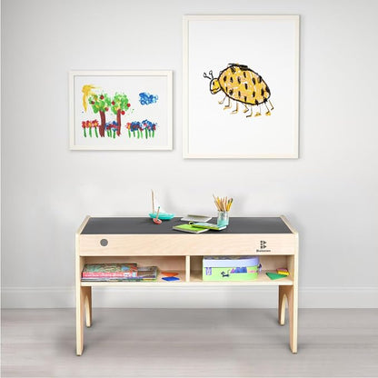 Kids 3-in-1 Wooden Art & Activity Table Playset Furniture with 4 Compartments for Storage, Play Table Compatible with Blocks&Bricks and Train Set for Preschool Toddler Boy & Girl (STD.)