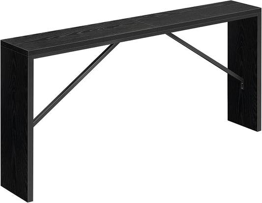 MAHANCRIS Console Table, 62.2" Long Sofa Table Behind Couch, Narrow Entryway Table, Farmhouse Dining Table with Angled Metal Frame, Industrial Console Table for Entryway, Black CTHB15801