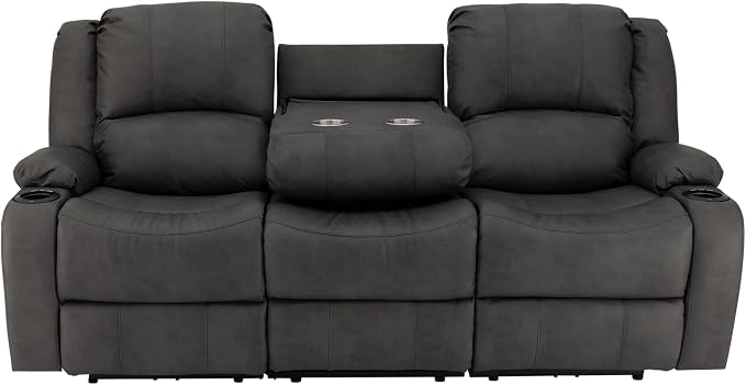 RecPro Charles 80" RV Wall Hugger Reclining Sofa | Gunmetal