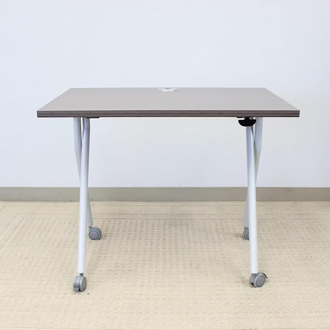 48-inch Training Table Driftwood Adjustable Table for Office Classroom Versatile Design for Meetings Seminars and Collaborative Workspaces Easy Flip Top Mechanism for Quick Setup and Storage